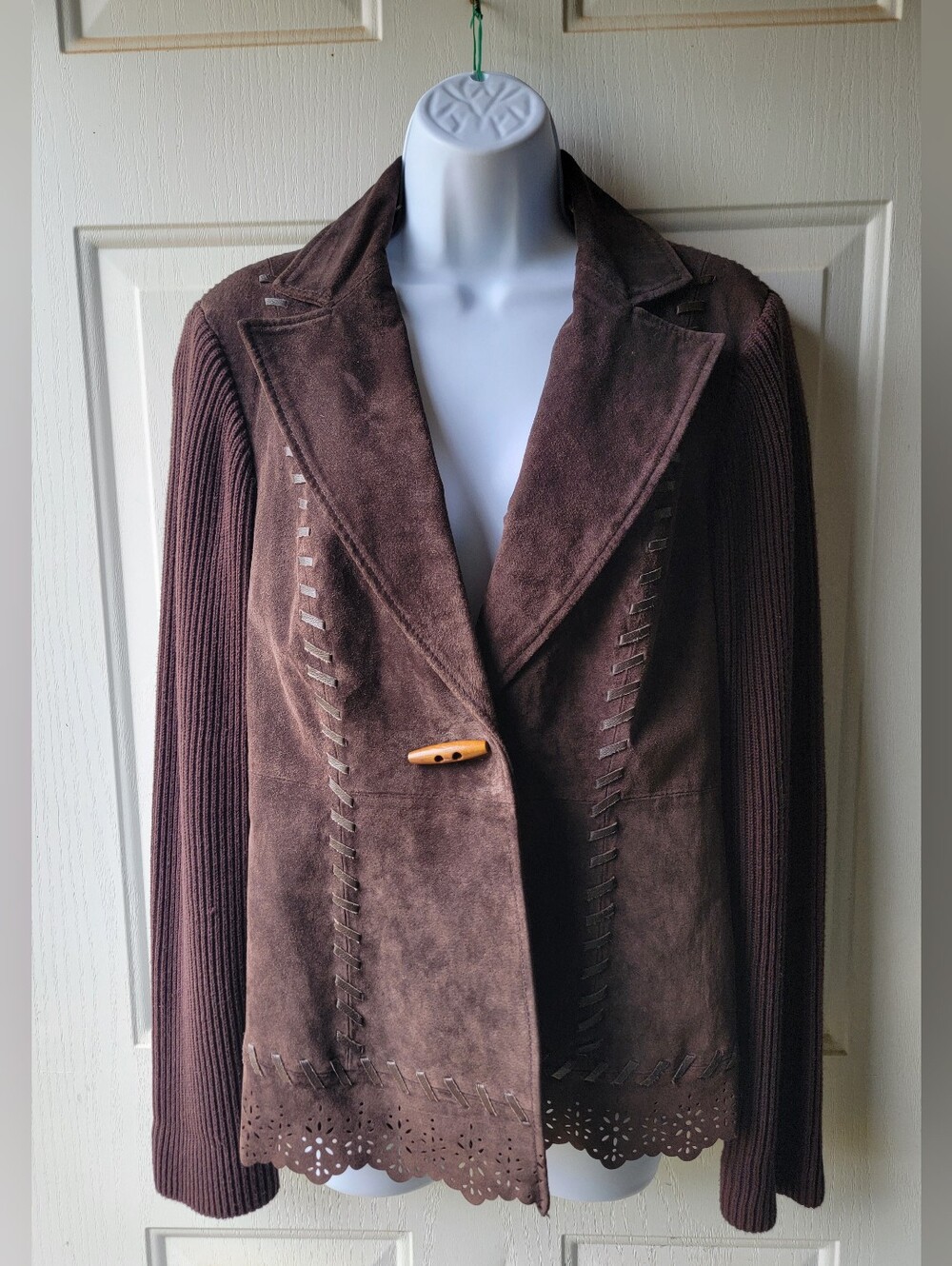 VTG Nygard Collection Leather / Knit Jacket  Size 8-9